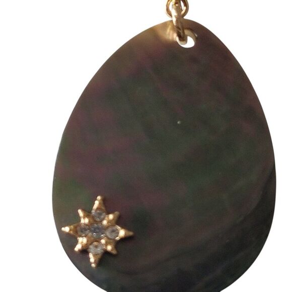 Chico’s Abalone Sand Dollar 2" Drop Pierced Earrings Coastal Beach BOHO Dangle - Picture 7 of 13